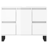 Armadietto Bagno Bianco Lucido 80x33x60cm in Legno Multistrato