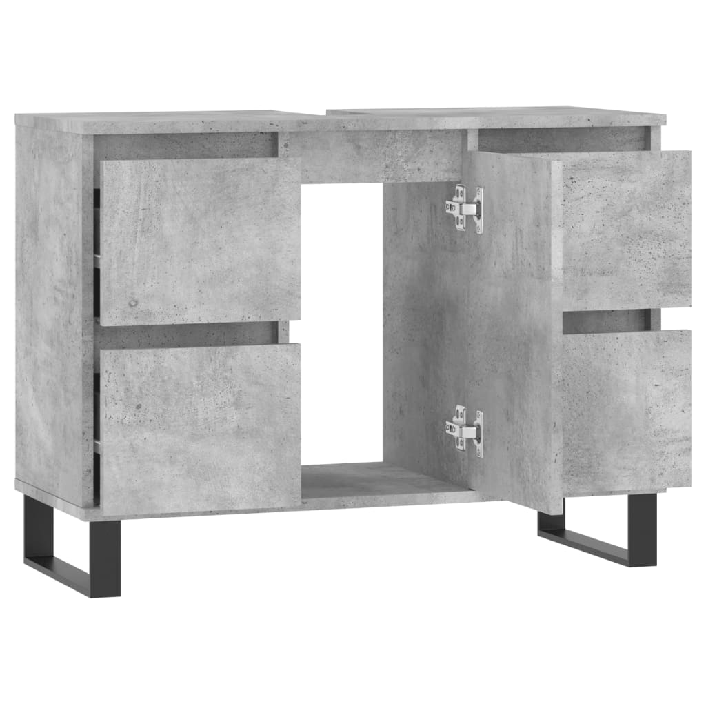 Armadietto da Bagno Grigio Cemento 80x33x60cm Legno Multistrato