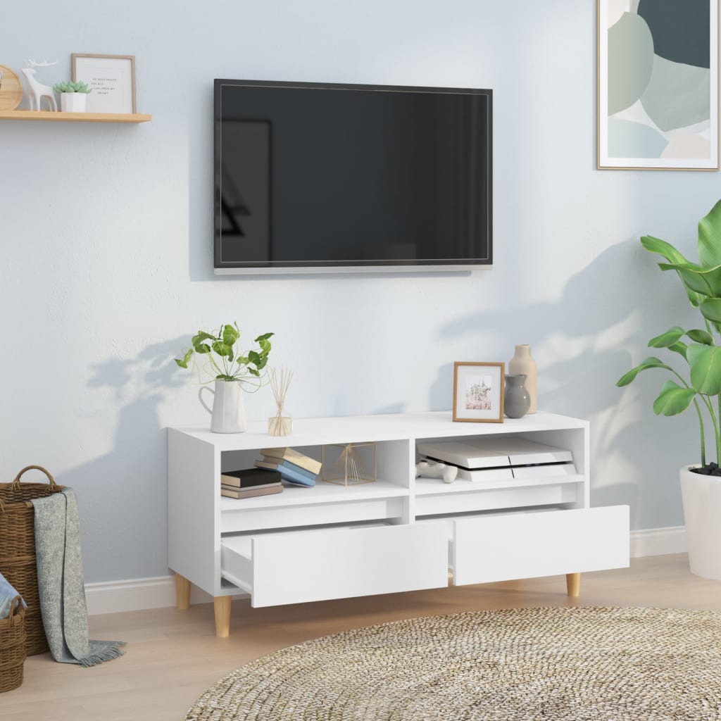 Mobile Porta TV Bianco 100x34,5x44,5 cm in Legno Multistrato