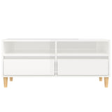 Mobile Porta TV Bianco Lucido 100x34,5x44,5cm Legno Multistrato