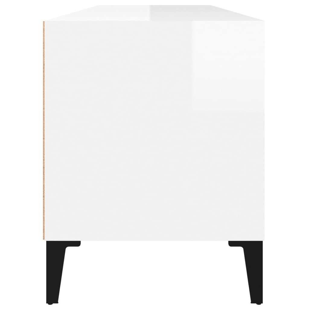 Mobile Porta TV Bianco Lucido 100x34,5x44,5cm Legno Multistrato