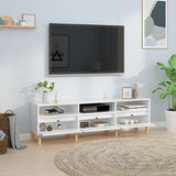 Mobile Porta TV Bianco Lucido 150x30x44,5 cm Legno Multistrato