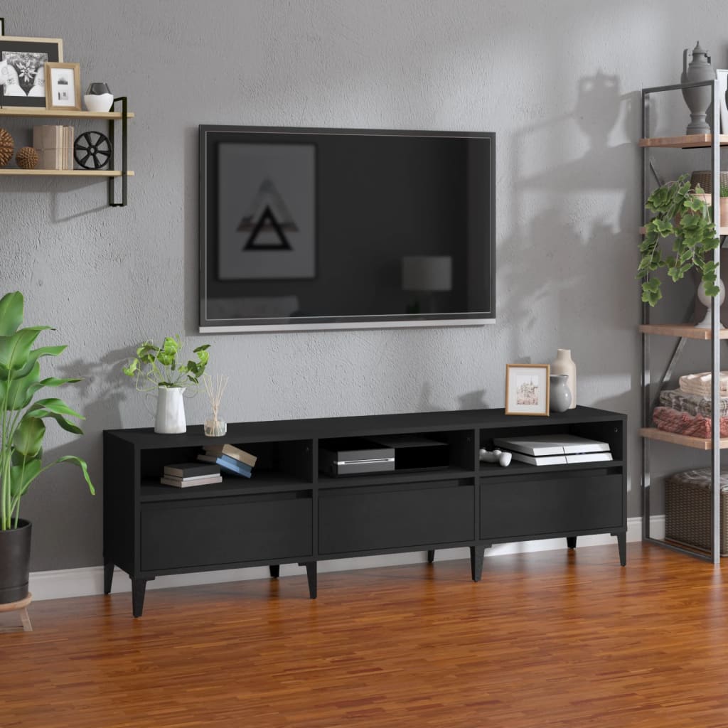 Mobile Porta TV Nero 150x30x44,5 cm in Legno Multistrato