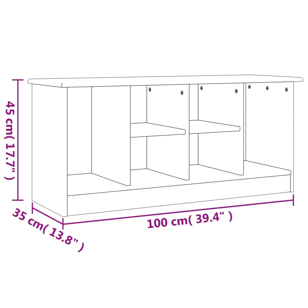 Panca Porta Scarpe ALTA 100x35x45 cm in Legno Massello di Pino