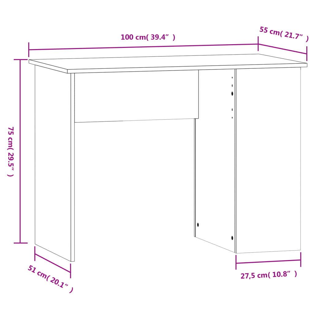 Scrivania Grigio Sonoma 100x55x75 cm in Legno Multistrato