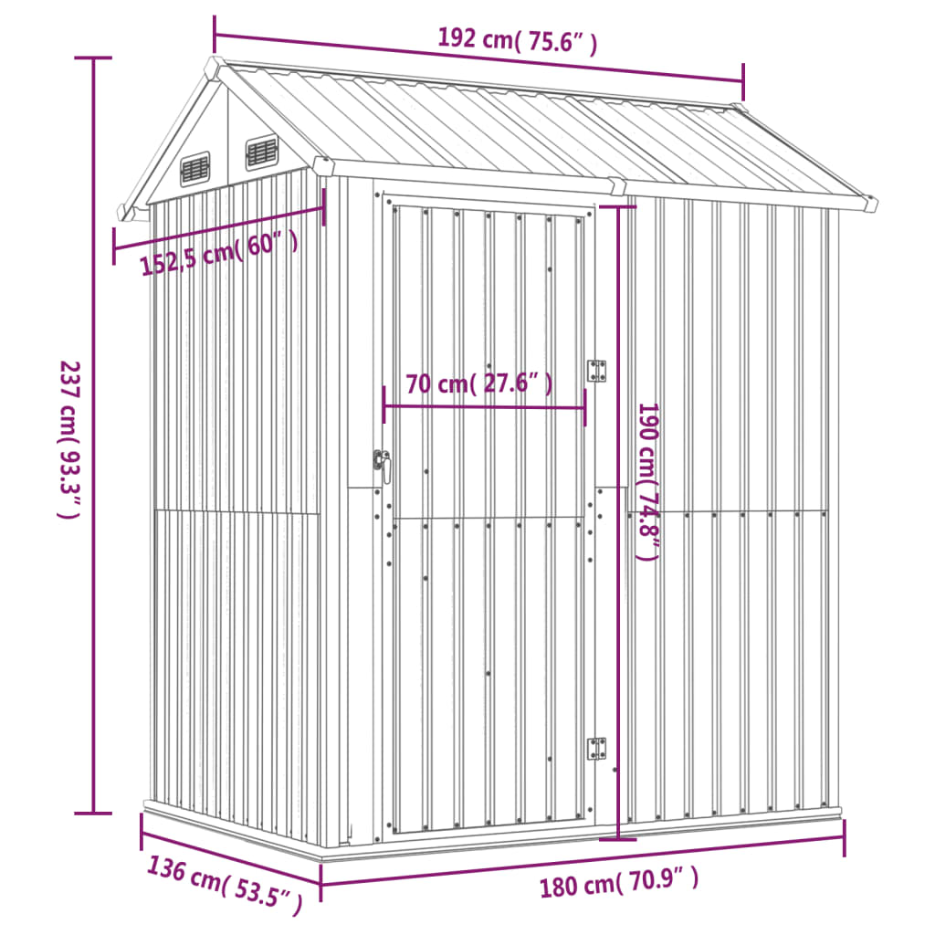 Capanno Giardino Marrone Chiaro 192x152,5x237cm Acciaio Zincato