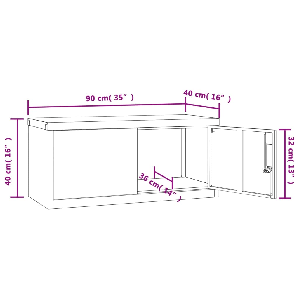 Armadio Classificatore Bianco 90x40x40 cm in Acciaio