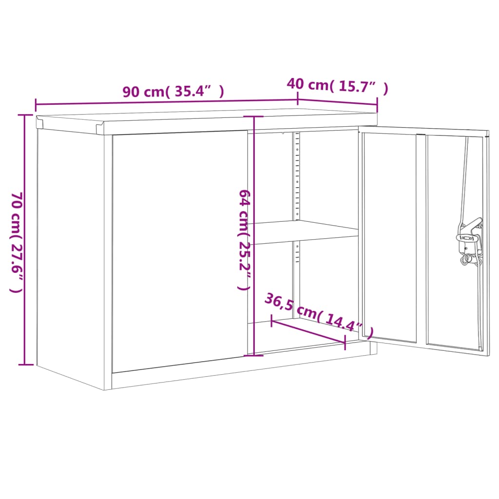 Armadio Classificatore Nero 90x40x70 cm in Acciaio