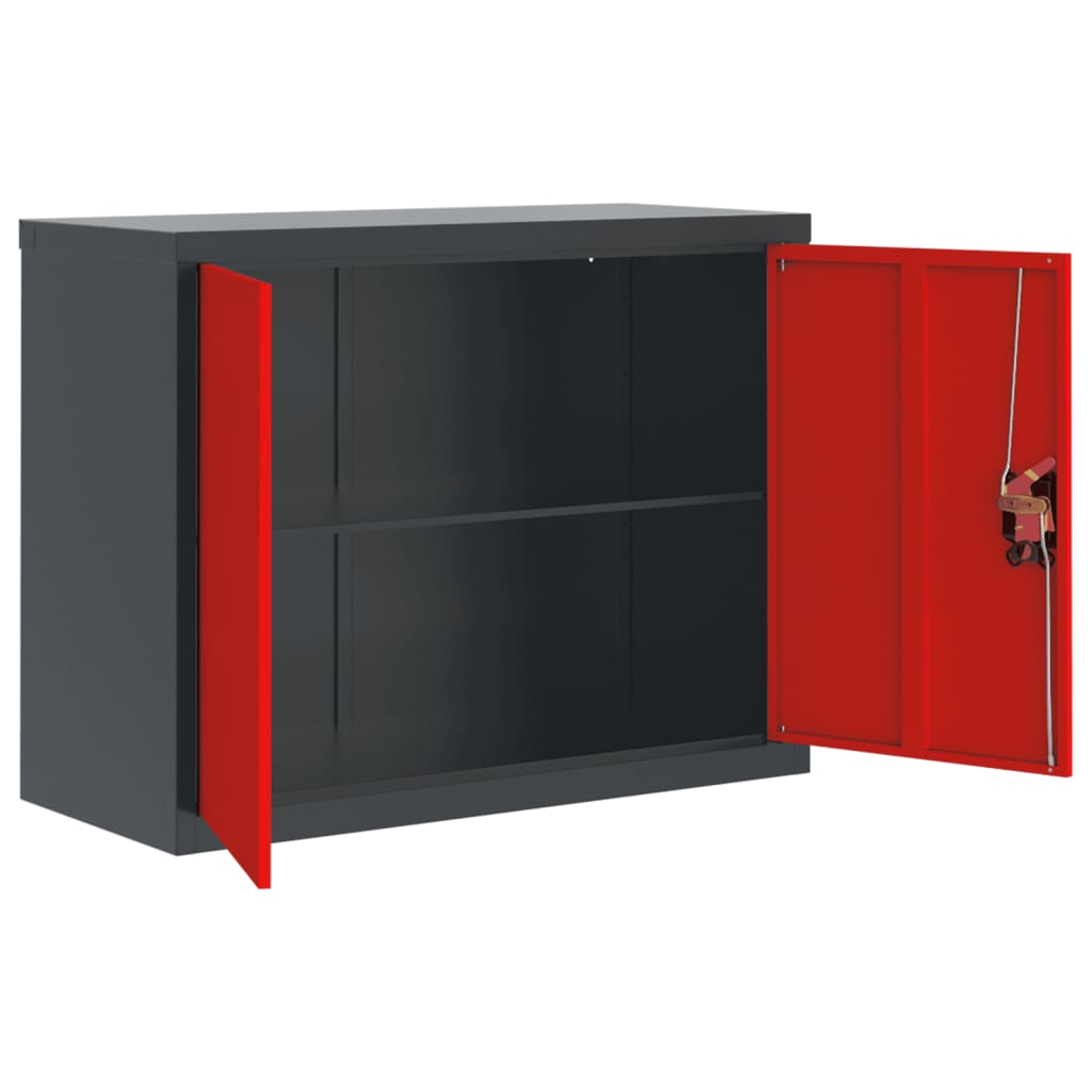 Armadio Classificatore Antracite e Rosso 90x40x70 cm in Acciaio