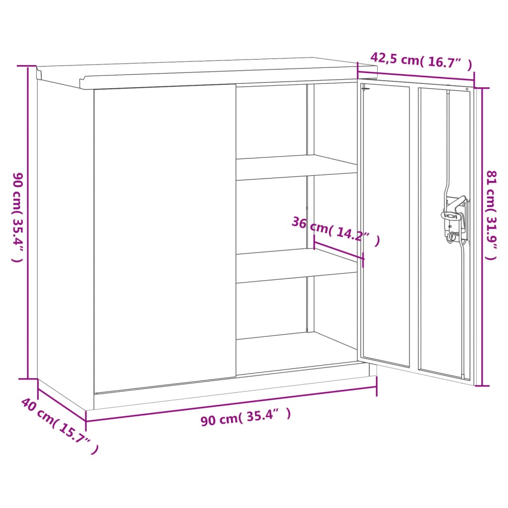 Armadio Classificatore Antracite 90x40x90 cm in Acciaio