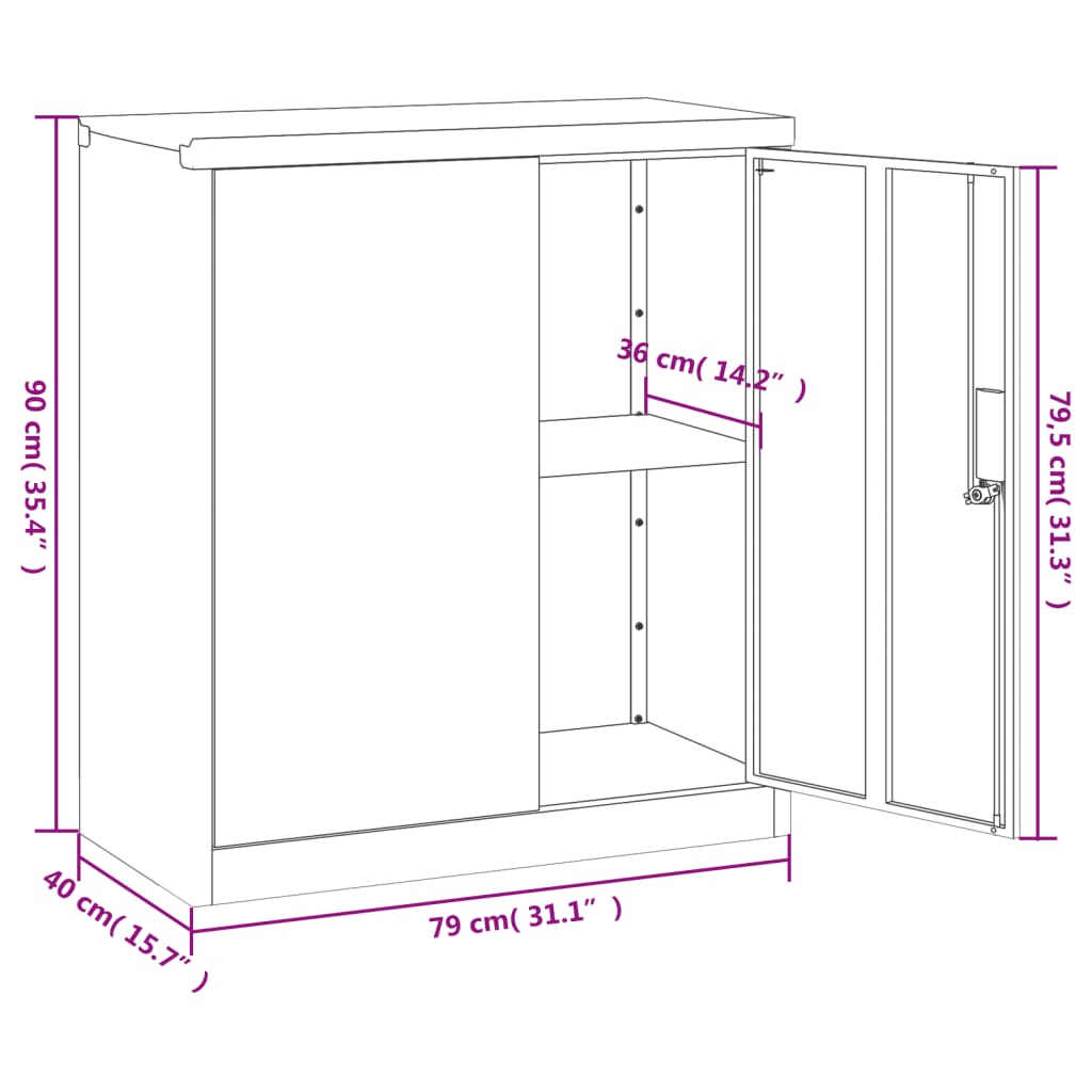 Armadio Classificatore Grigio Chiaro 79x40x90 cm in Acciaio