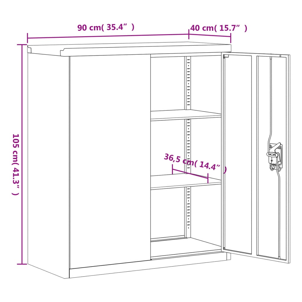 Armadio Classificatore Bianco 90x40x105 cm in Acciaio