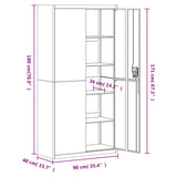 Armadio Classificatore Bianco 90x40x180 cm in Acciaio