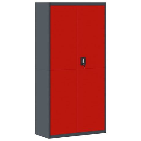 Armadio Classificatore Antracite e Rosso 90x40x180cm in Acciaio