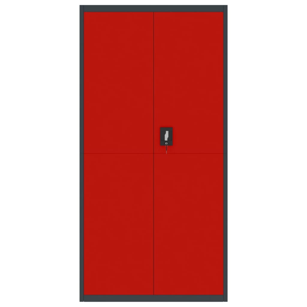 Armadio Classificatore Antracite e Rosso 90x40x180cm in Acciaio