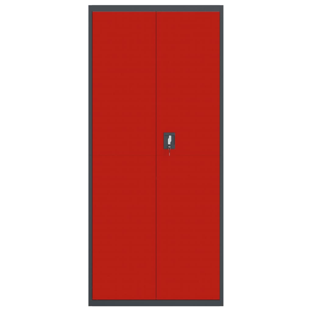 Armadio Classificatore Antracite e Rosso 90x40x200cm in Acciaio