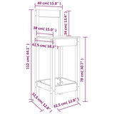 Set da Bar 3 pz Nero in Legno Massello di Pino