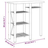 Set da Bar 3 pz Grigio e Marrone in Legno Multistrato e Ferro