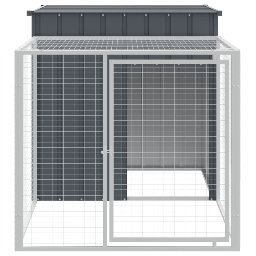 Pollaio con Area Corsa Antracite 110x201x110 cm Acciaio Zincato