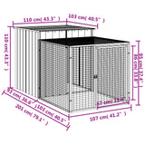 Pollaio con Area Corsa Antracite 110x201x110 cm Acciaio Zincato