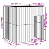 Casetta Cani con Tetto Antracite 165x153x181 cm Acciaio Zincato