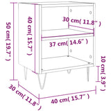 Comodino Grigio Cemento 40x30x50 cm in Legno Multistrato