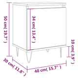 Comodino Grigio Cemento 40x30x50 cm in Legno Multistrato