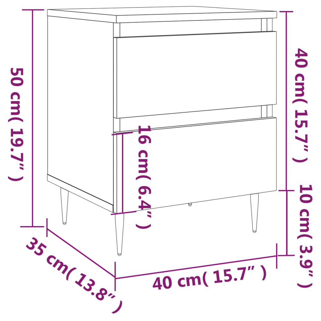 Comodino Rovere Sonoma 40x35x50 cm in Legno Multistrato