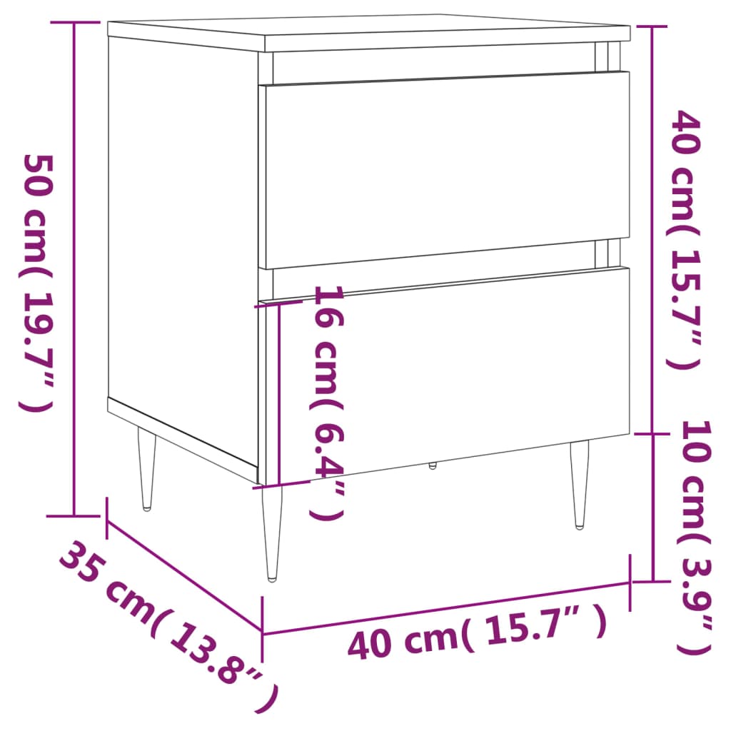 Comodino Rovere Marrone 40x35x50 cm in Legno Multistrato