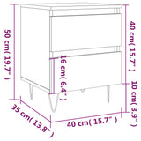 Comodino Bianco Lucido 40x35x50 cm in Legno Multistrato