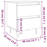 Comodino Grigio Cemento 40x35x50 cm in Legno Multistrato