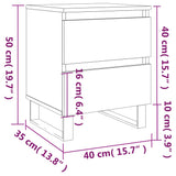 Comodino Rovere Fumo 40x35x50 cm in Legno Multistrato