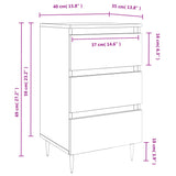 Comodino Grigio Cemento 40x35x69 cm in Legno Multistrato