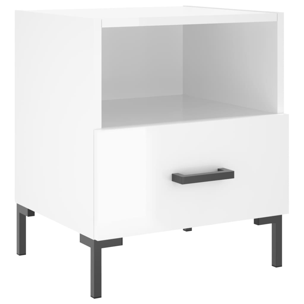 Comodino Bianco Lucido 40x35x47,5 cm in Legno Multistrato