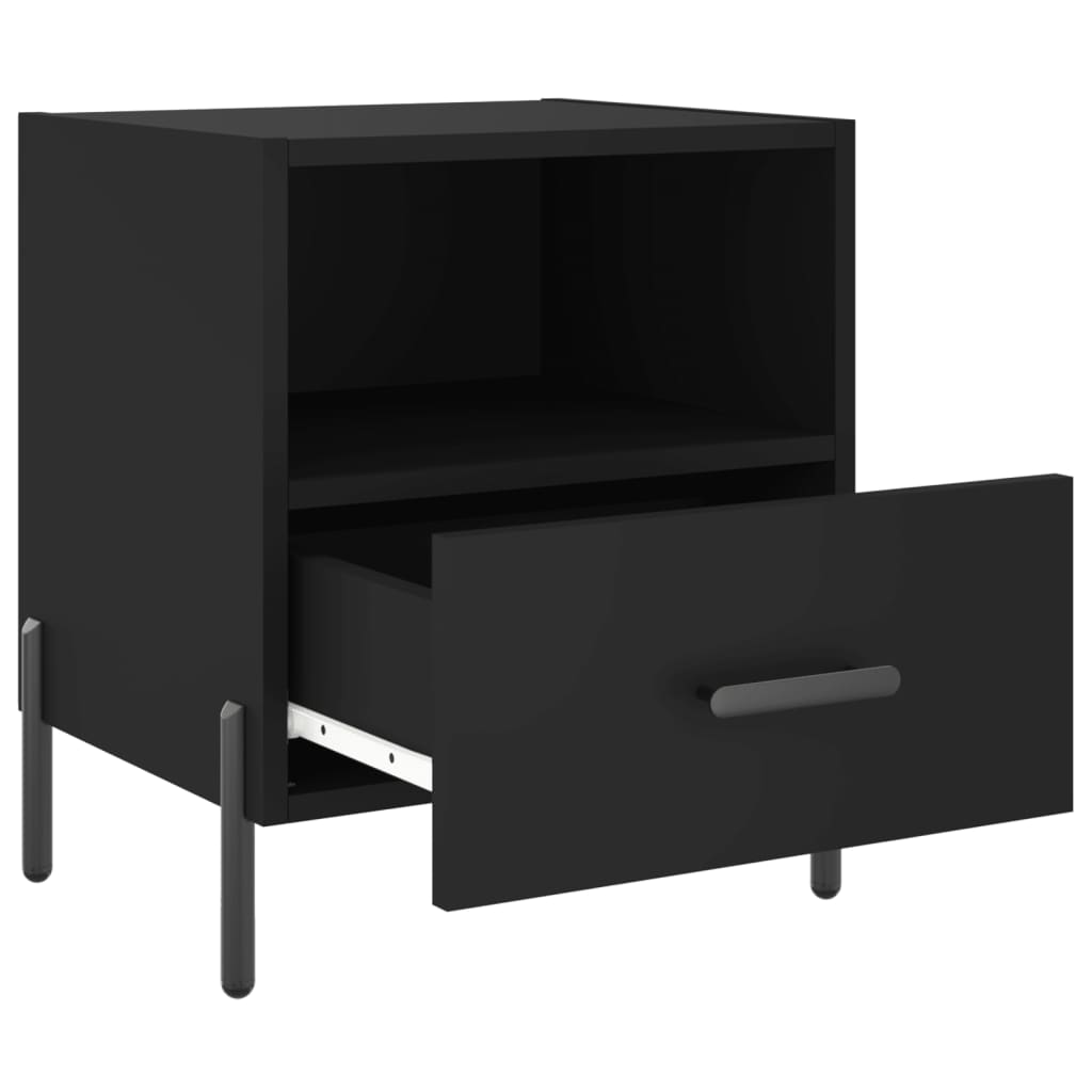 Comodino Nero 40x35x47,5 cm in Legno Multistrato