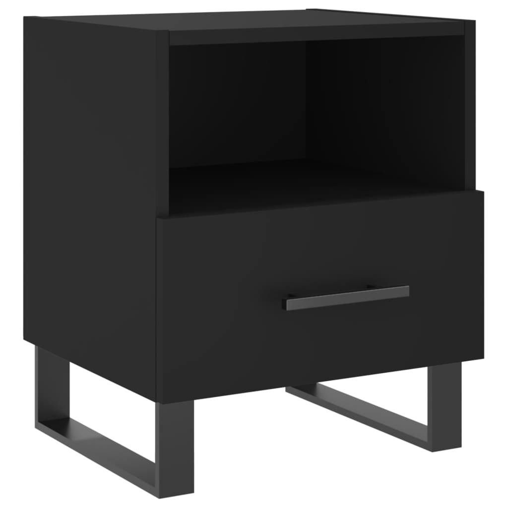 Comodino Nero 40x35x47,5 cm in Legno Multistrato