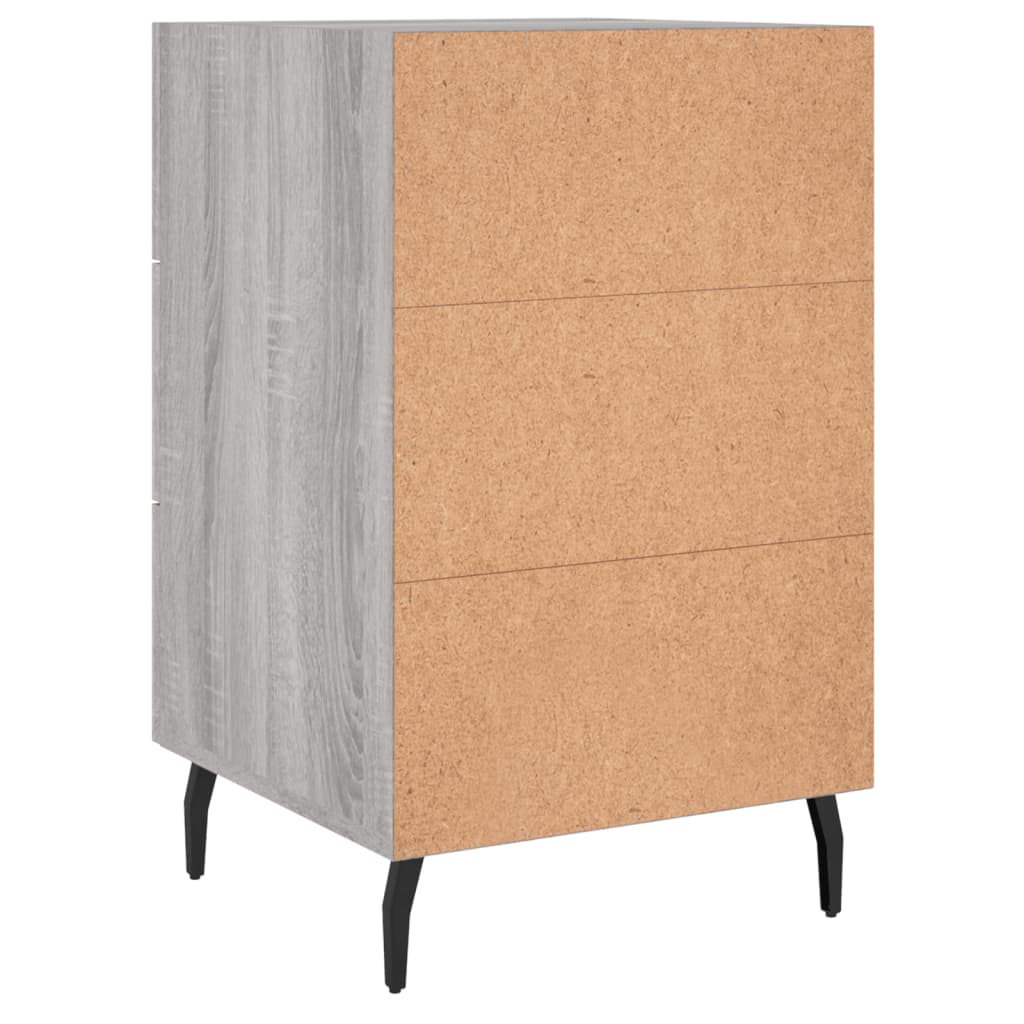 Comodino Grigio Sonoma 40x40x66 cm in Legno Multistrato