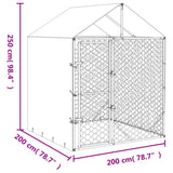 Cuccia Cani da Esterno Tetto Argento 2x2x2,5 m Acciaio Zincato