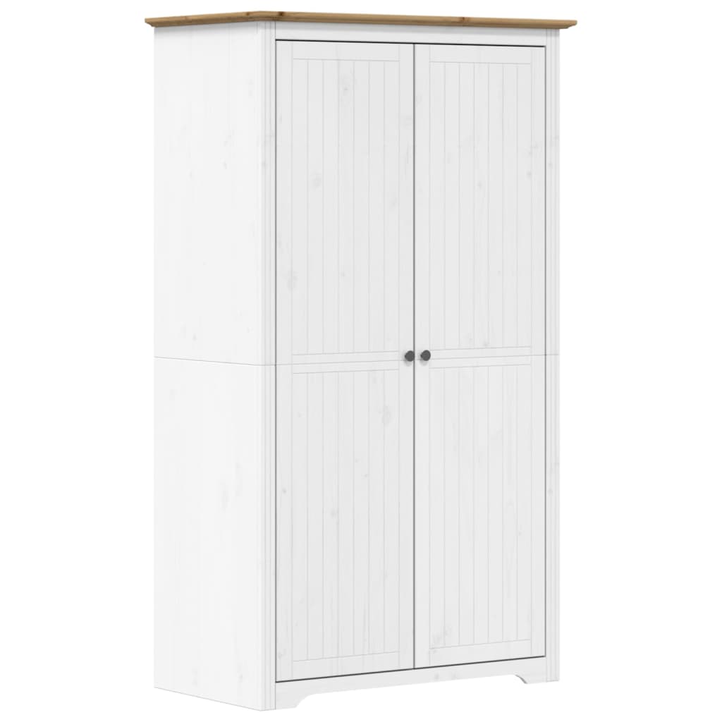 Armadio BODO 99x53,5x173 cm Legno Massello Pino Bianco Marrone