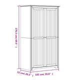 Armadio BODO 99x53,5x173 cm Legno Massello Pino Bianco Marrone