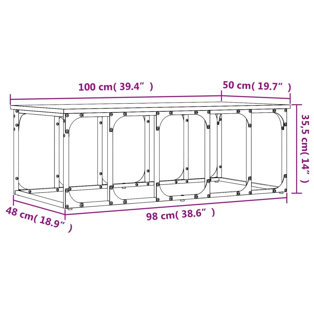 Tavolino Salotto Rovere Sonoma 100x50x35,5cm Legno Multistrato