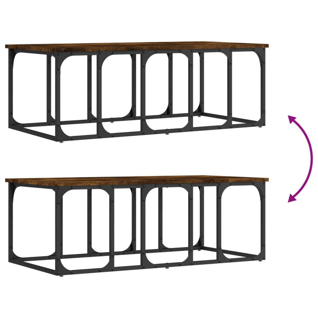 Tavolino da Salotto Rovere Fumo 100x50x35,5cm Legno Multistrato