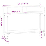 Tavolino Consolle Nero 100x30,5x75 cm in Legno Multistrato