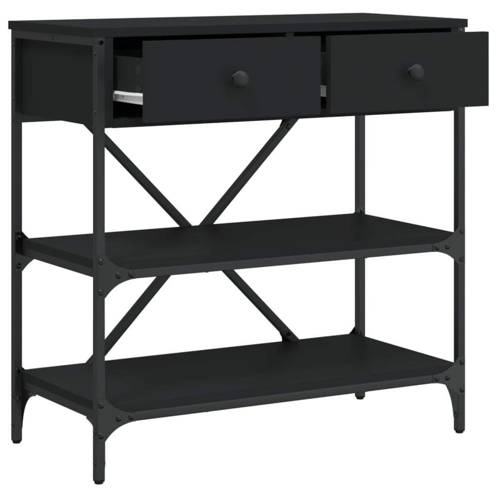 Tavolino Consolle Nero 75x34,5x75 cm in Legno Multistrato