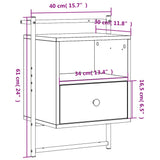 Comodino a Muro Rovere Fumo 40x30x61 cm Legno Multistrato