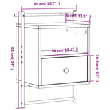 Comodino a Muro Grigio Sonoma 40x30x61 cm Legno Multistrato