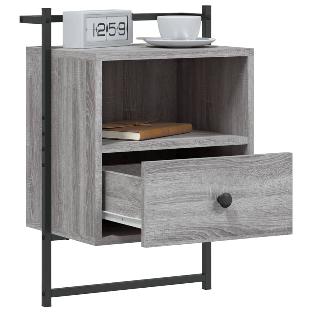 Comodini a Muro 2 pz Grigio Sonoma 40x30x61cm Legno Multistrato