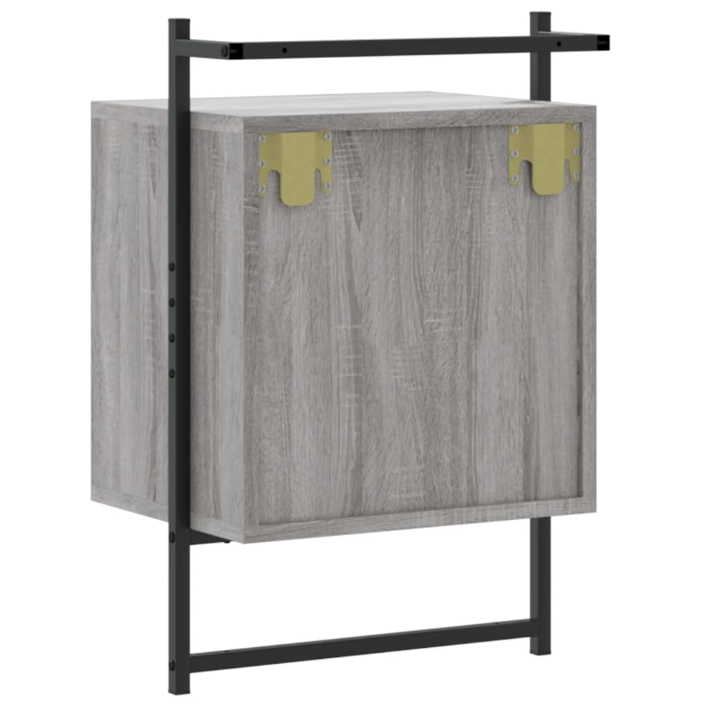 Comodini a Muro 2 pz Grigio Sonoma 40x30x61cm Legno Multistrato