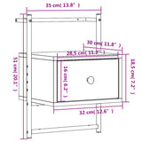 Comodini a Muro 2 pz Rovere Fumo 35x30x51 cm Legno Multistrato