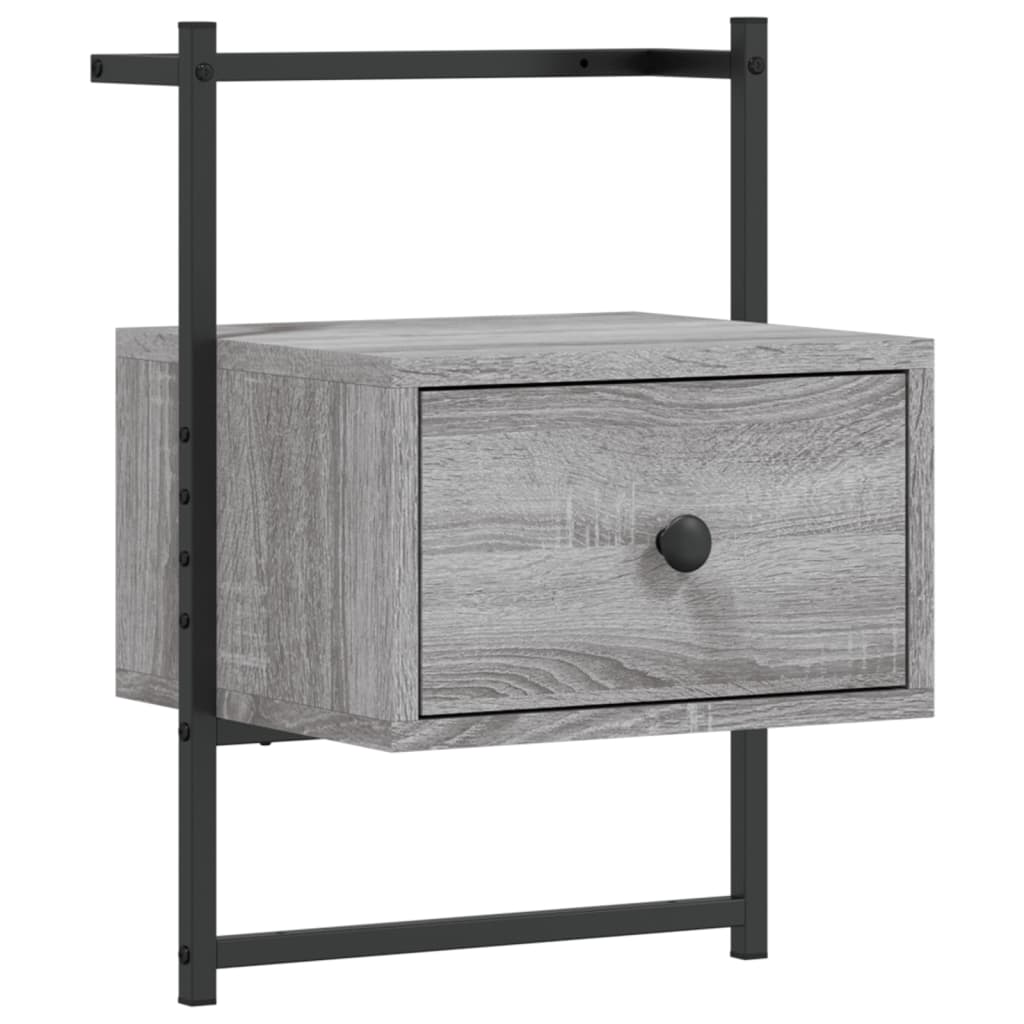 Comodini a Muro 2 pz Grigio Sonoma 35x30x51cm Legno Multistrato